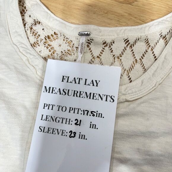 Free People Cream Ivory Long Sleeve Lace Back Women's Long Sleeve Shirt Sz. XS - Picture 10 of 10